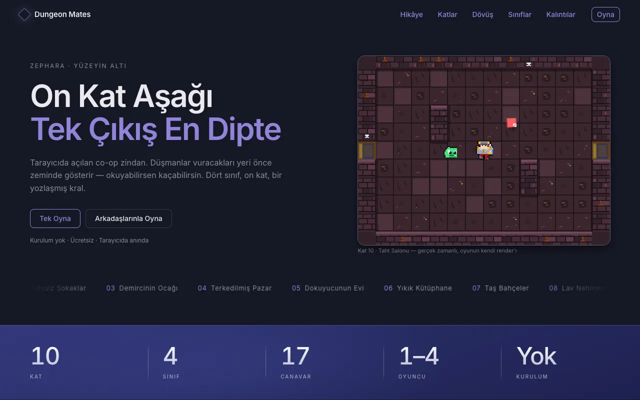 Dungeon Mates arayüzünden görüntü