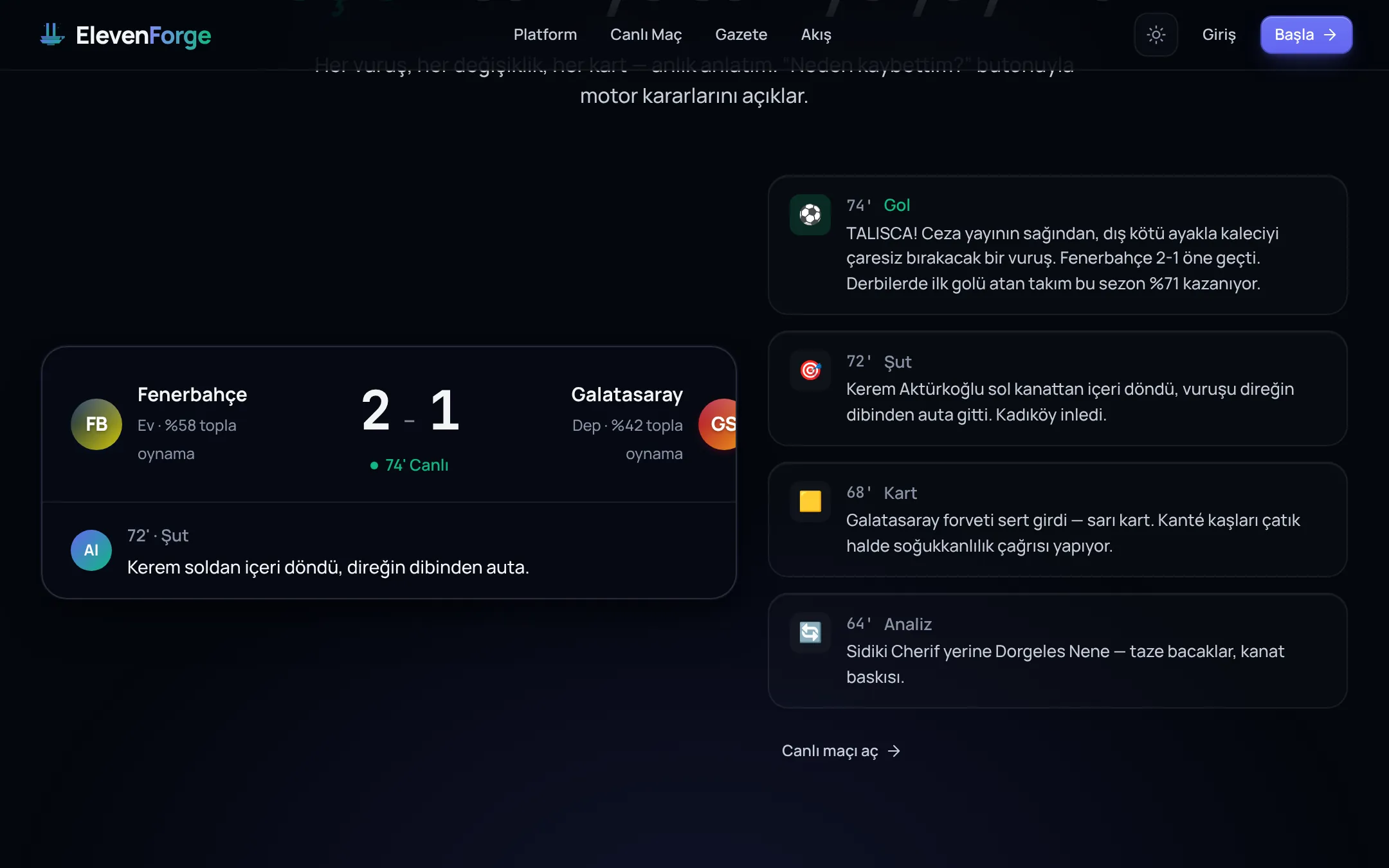 ElevenForge arayüzünden ikinci görünüm