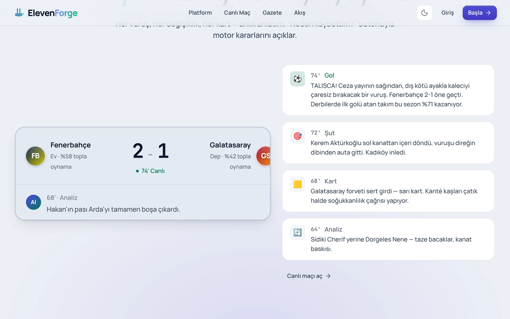ElevenForge arayüzünden ikinci görünüm
