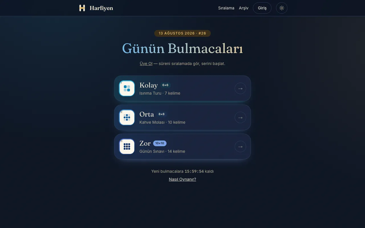 Harfiyen arayüzünden görüntü