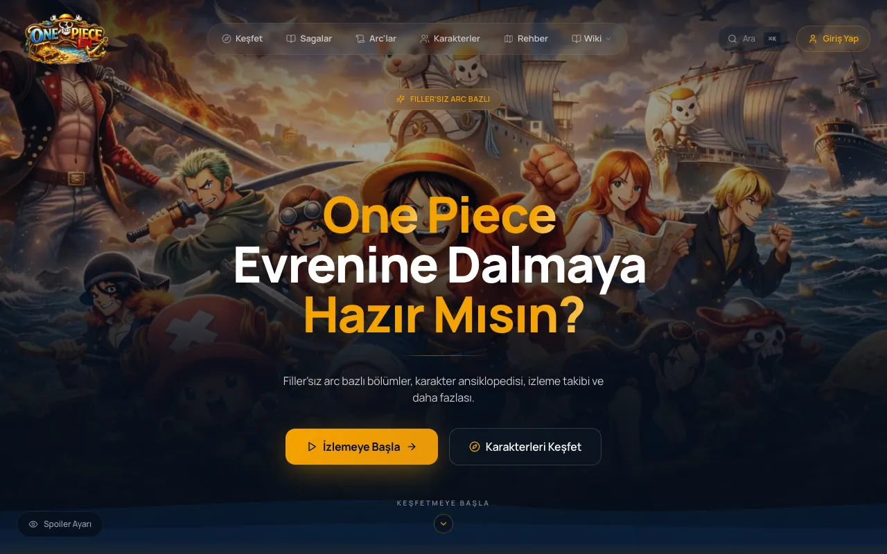 One Piece Hub arayüzünden görüntü